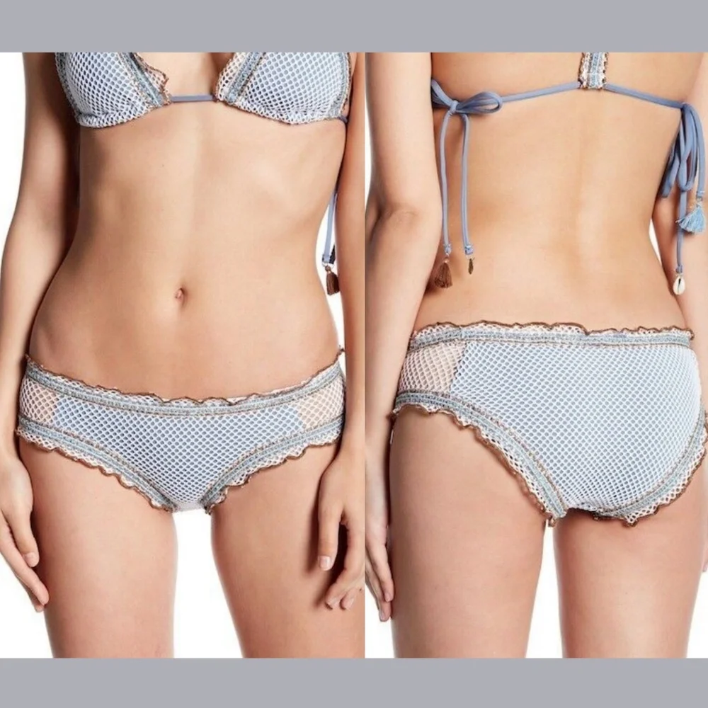 NEW Isabella Rose In the Net Maui‎ Bikini Bottoms in Blue/White [SZ Large ] #